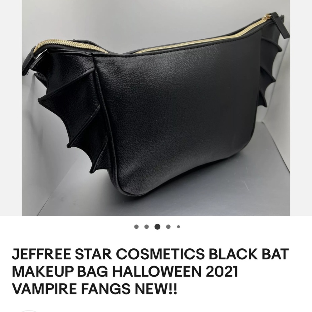 JEFFREE STAR COSMETICS BLACK BAT MAKEUP BAG HALLOWEEN 2021 VAMPIRE FANGS NEW!! - Picture 4 of 7